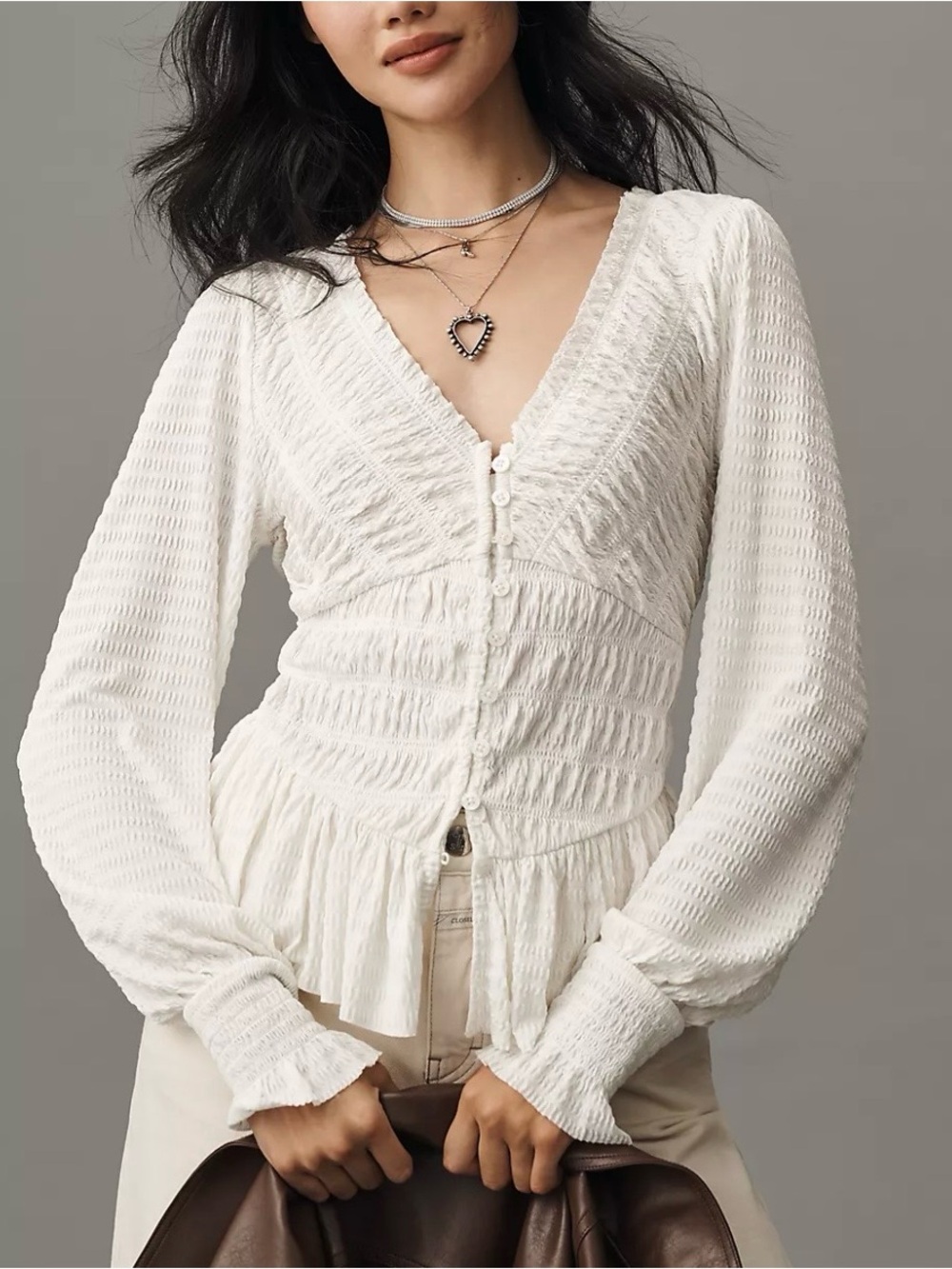 Anthropologie long sleeve v neck blouse